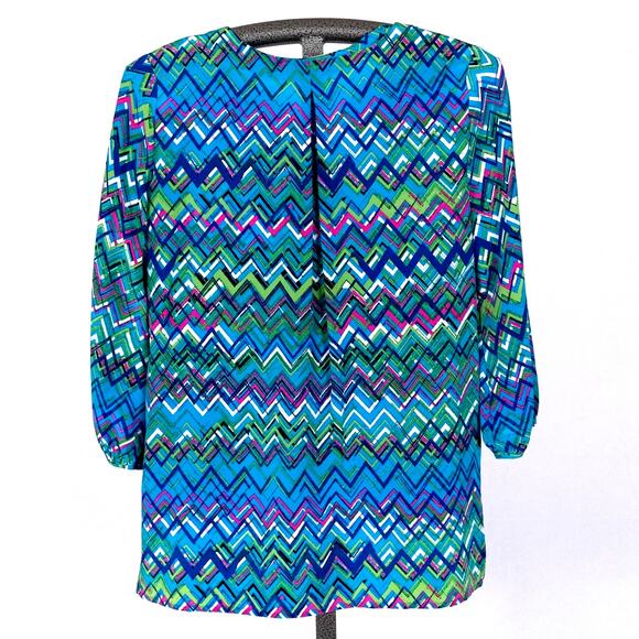 Amanda Uprichard Women's 100% Silk Blouse Colorful Geometric SMALL Lightweight - Picture 4 of 5